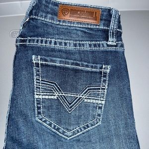 Rock & Roll Cowgirl Blue Jeans with White Stitching